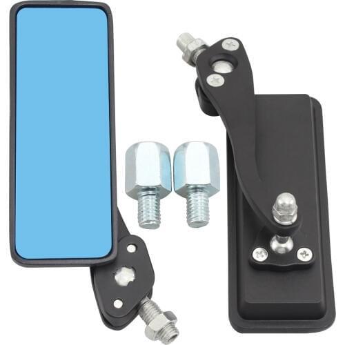 Black Anti Glare Rectangle Rearview Handlebar Mount Side Mirrors 8MM 10MM For Cafe Racer Bobber Chopper Motorcycle Parts