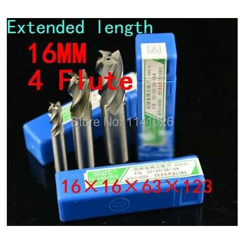 2pcs/set 16mm four 4 Flute HSS & Aluminium Extended End Mill Cutter CNC Bit Milling Machinery tools Cutting tools.Lathe Tool
