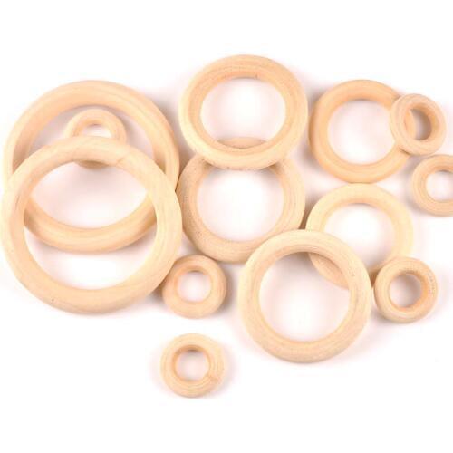 Natural Wood Circle DIY Crafts Embellishment For Wooden Ring Children Kids Teething Wooden Ornaments 12 Size An Pick M1861