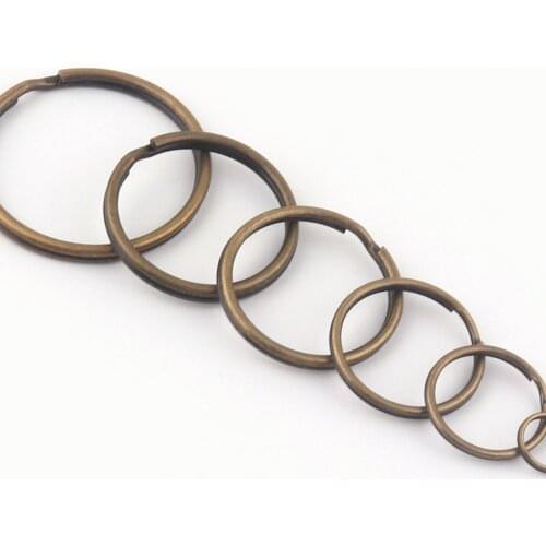 10-40mm Bronze Round Split Ring Jump Ring Purse Hardware Key Chain Supplies Clasp Connector Key Fob charm Leather Craft Jewelry
