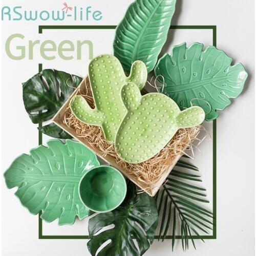 Tropical Plant Creative Ceramic Dish Tableware Home Irregular Breakfast Plate Candy Dishes Serving Plate Soy Sauce Dish