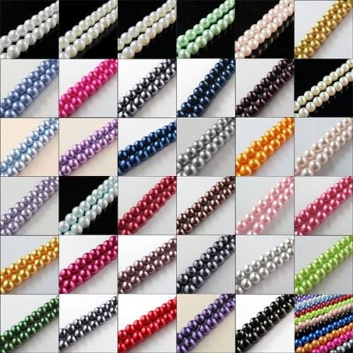 30" One Strand Approx 135pcs Per Lot 6MM Round Ball Loose Glass Pearl Spacer Beads For Jewelry Making No.GPB3