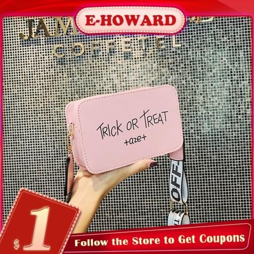 Fashion Letter Wide Shoulder Strap Messenger Bag for Women 2021 New Girls Mini Square Crossbody Bag Purses Handbags Dropshipping