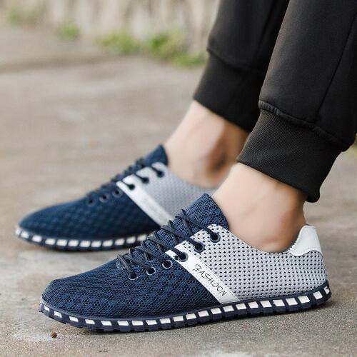 Dropshipping Plus size 38-46 men shoes Summer Mesh Shoes Men Footwear Fashion Breathable Lace up Casual Shoes men sneakers flats