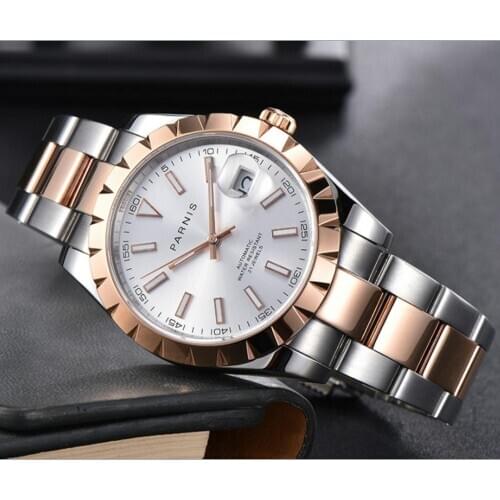 PARNIS 40mm 21 jewels Automatic Self-Wind mechanical movement mens watch sapphire glass luminous Mechanical watches GR120-2