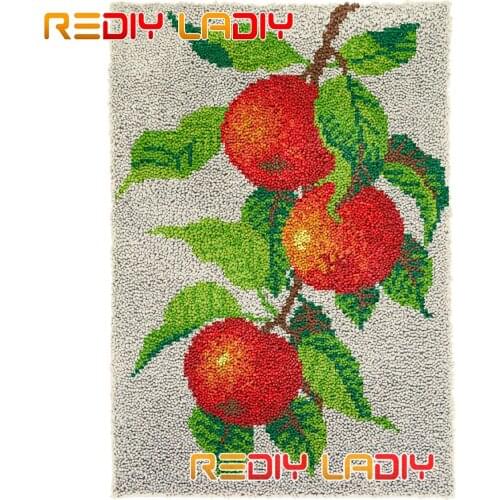 Latch Hook Rug Kits Apple Tree Plush Wall Hanging DIY Carpet Rug Chunky Yarn Arts Cushion Crocheted Floor Mat Hobby & Crafts