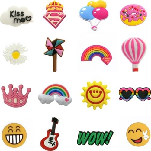 Single Sale 1pc PVC Shoe Charms Animals Ball Cherry Lollipop Starfish Shoe Buckle Decoration for croc jibz Kids Party X-mas Gift