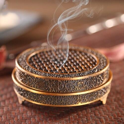 Pure Copper Incense Burner Rich Flower Antique Incense Burner Coil Incense Burner Tea Ceremony Aromatherapy Sandalwood Furnace