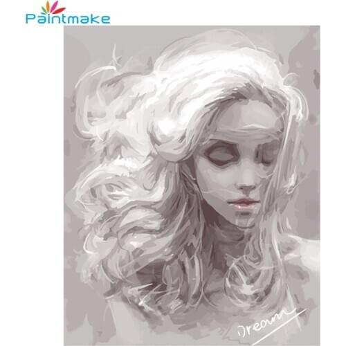 Paintmake Portrait DIY Painting By Numbers Drawing Kits Oil Hand Painted On Canvas Girl For Home Decor Art Picture G114