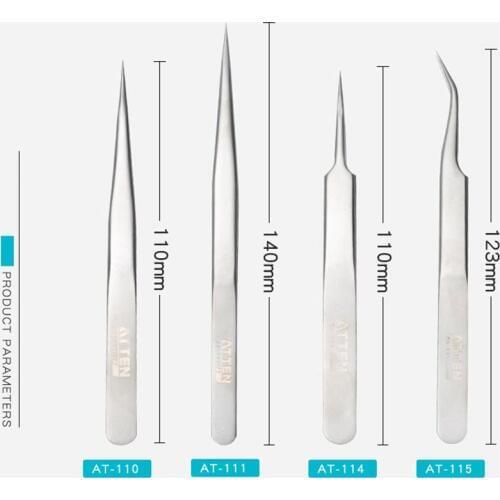 ATTEN Stainless Steel Tweezers Anticorrosive Precision Tweezers Electronic Stainless Steel Long Tweezers Forceps Pincette