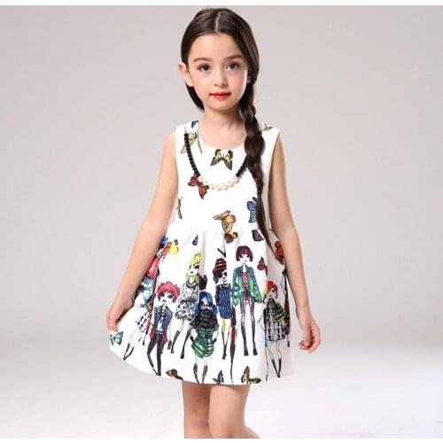 2017 Summer Children Girls Dresses Lovely Baby Girls A Line Dress Baby Kids Sleeveless Dress for Childrens Clothing 3-11Y