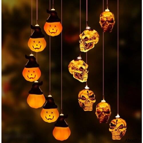 Halloween Hanging Wind Chimes Light Solar Pumpkin Lamps Ghost Skeletons Led Light String Festival Home Party Decoration Ornament