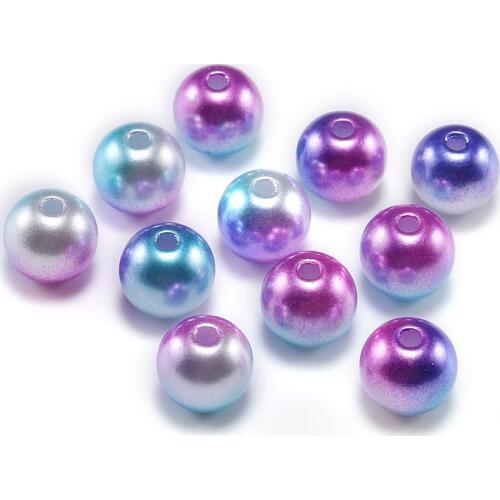 3/4/6/8/10/12mm With Hole Multicolor Imitation Pearl Beads Round Plastic Acrylic Spacer Loose Beads For Jewelry Making Supplies