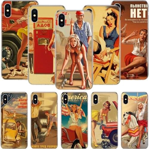 Sexy Pin Up Girl Vintege Phone Case For iPhone 11 12 Pro XS XR X Max 7 8 6 6S Plus Mini + 5 SE Pattern Customized Coque Cover Ca