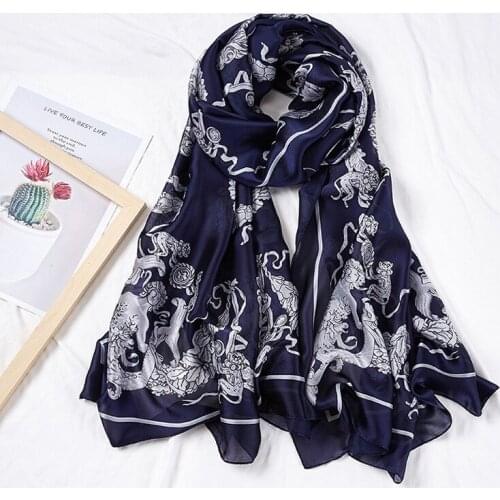 Fashion Noble Imitation Silk Polyester Shawl Luxury Printing Leisure Collocation Beach Sun Protection Long Thin Scarf 180cm*90cm