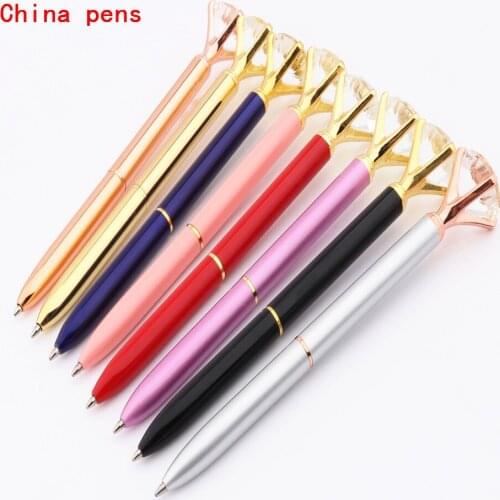 Crystal Ball Pens Ballpen Fashion hat 19 Carat Large Diamond Ballpoint Pens Pen For School Stationery Office Supplies