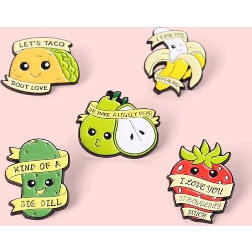 Cute Avocado Pineapple Pear Peach Banana Pin Lapel Badge Cute Summer Fruit Brooch Jewelry Gifts for Children