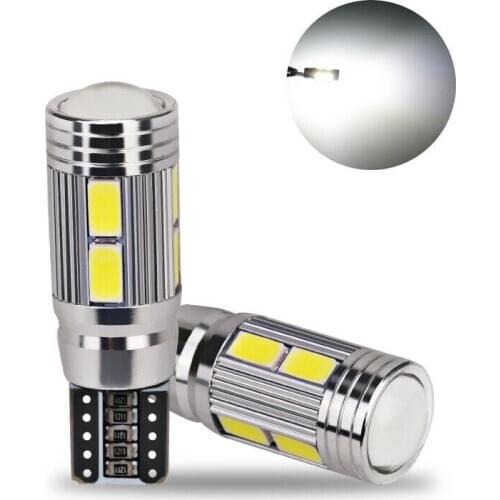 50x W5W T10 LED Canbus No error 12V 6000K 5630 10 SMD Car 5W5 LED Bulb Clearance Wedge Side Turn Singal Light Super Bright White