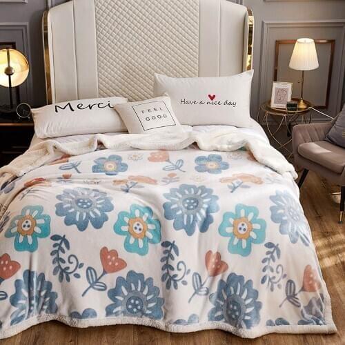 Papa&Mima Thick Sherpa Throws Blanket Print Plaids S M L Size