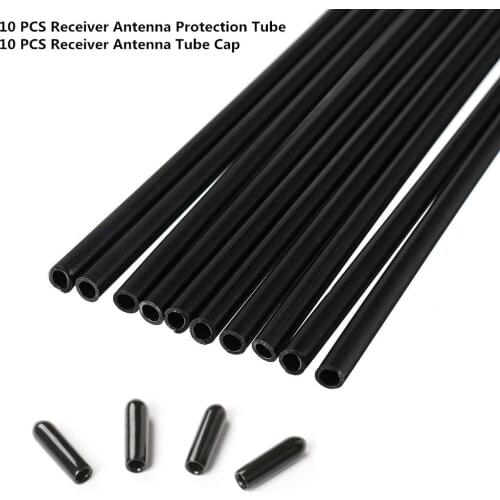 20PCS 150mm Black Receiver Antenna Protection Tube With Tube Cap Cover Fixed Pipe Shielded Tube for Frsky Flysky FPV Drone