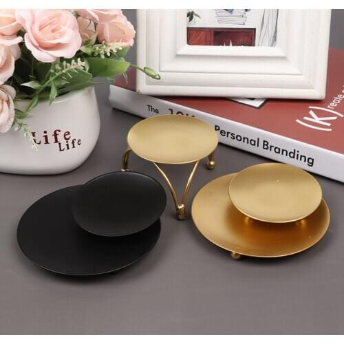 Iron Plate Candle Holder Gold Black Decorative Pillar Candlestick For LED&Wax Candles Wedding Party Festival Desktop Decoration