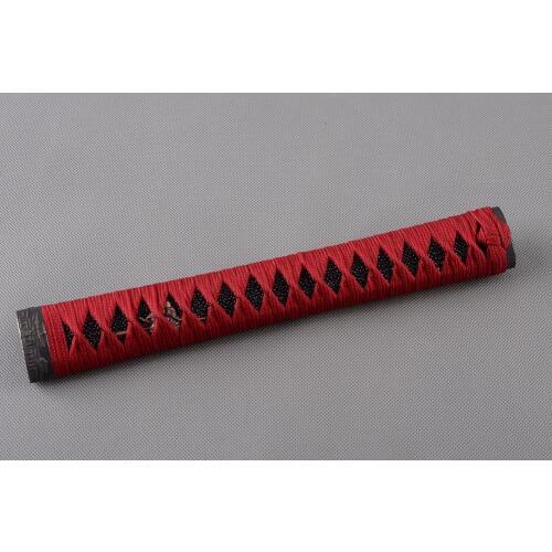 Delicate Classic Sword Accessories Handle Tsuka for Japanese Sword Katana with Red Silk Ito & Genuine Black Rayskin Wood Craft