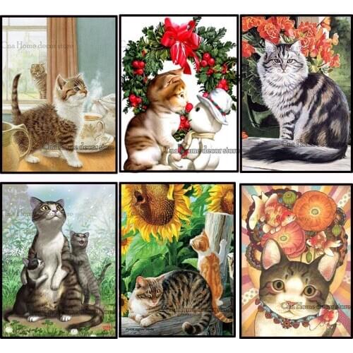 Animal Cats floral 5D diy Needlework diamond embroidery wedding decoration resin mosaic diy painting cross stitch kits RA1821