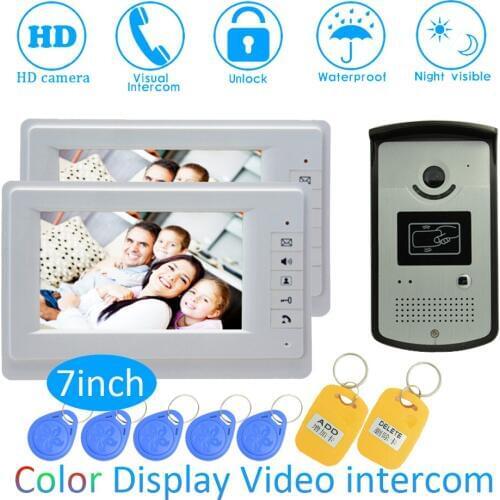 1 Set Home Digital One to Two Video Door Phone 2 Floor House Monitor Intercom System Smart Control Doorbell Waterproof Camera
