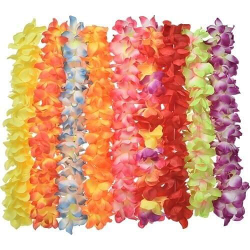 1PC Hawaiian Tropical Flower Necklace Luau Petal Leis Party Beach Festival Wedding Party Decorations Supplies