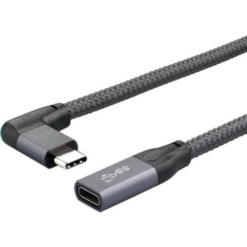 100W PD 5A Curved USB3.1 Type-C Extension Cable 4K @60Hz 10Gbps USB-C Gen 2 Extender Cord for HP Laptop 20CM