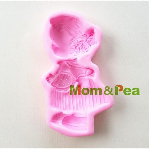 Mom&Pea 1096 Free Shipping Girl Silicone Mold Cake Decoration Fondant Cake 3D Mold Food Grade