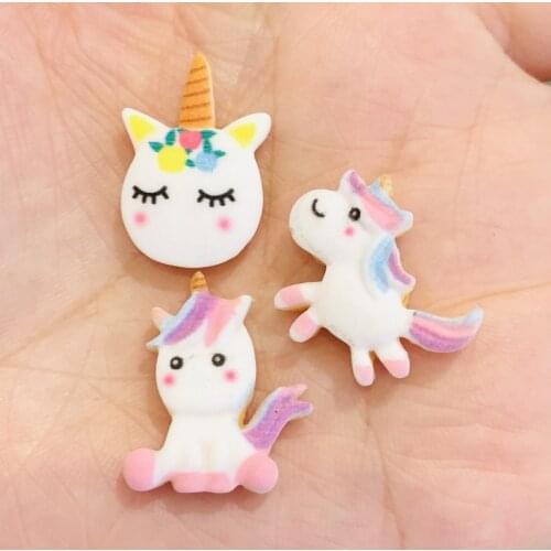 12Pcs Cartoon Unicorn Animal Flatback Planar Resin DIY Crafts Supplies Arts Phone Shell Decor Material Hair Accessories Kids Toy