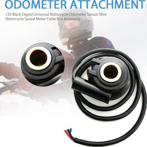 12V Black Digital Universal Motorcycle Odometer Sensor Wire Motorcycle Speed Meter Cable Box Accessory