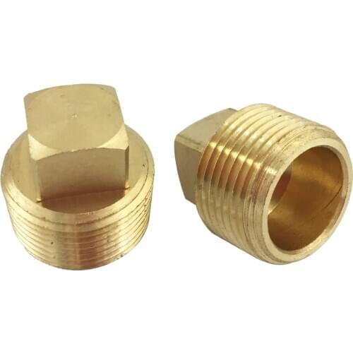 2PCS Brass Pipe Fitting Square Head Plug 1/8" 1/4" NPT Male Thread Plumb Water Gas Tube Connector Accessory