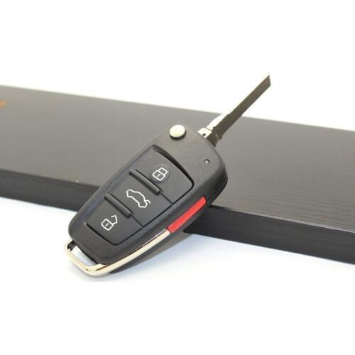 3+1 Button Flip Folding Remote Key Shell Case For Audi A4L A6L Q7 Fob Key Cover