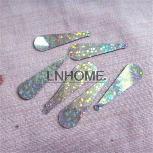 400pcs/lot 10*35mm Long Bat Sequins PVC Flat With Side Hole Oval Drops Belly Costume Evening Dress Accessories Laser Silver