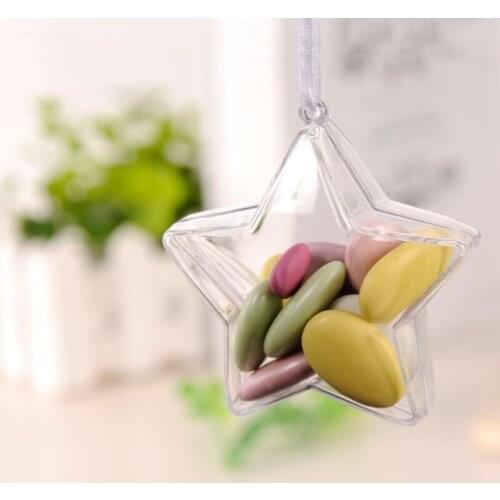 5pcs DIY Clear Baubles Craft Fillable Ball Plastic Home Decor Wedding Garden Tree Hanging Transparent Five-pointed Star Ball