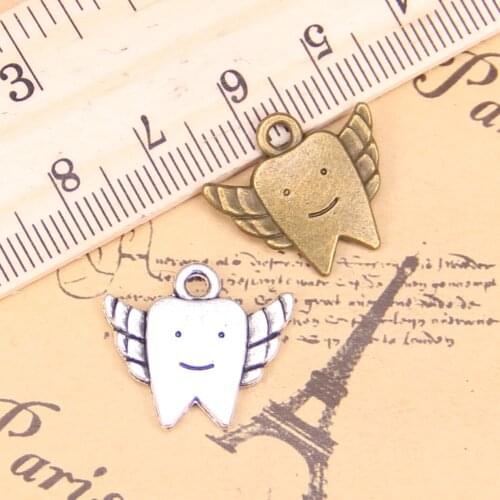 12pcs Charms tooth fairy teeth 20x18mm Antique Pendants,Vintage Tibetan Silver Jewelry,DIY for bracelet necklace