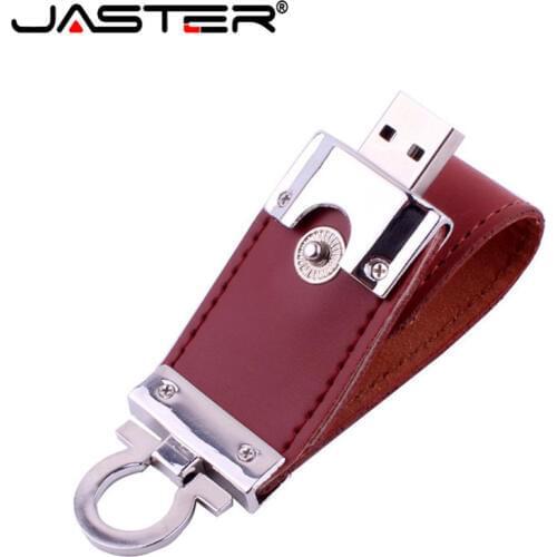 Brown Leather Key Chain USB 2.0 Flash Drive 4G 8GB 16GB 32GB 64GB 128G Metal Pen Drives Portable Memory Stick 100% Real Capacity