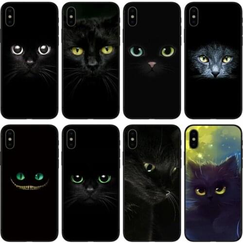 Black cat eyes Cover Soft Silicone black Phone Case For iPhone 5 5S SE 6 7 8 plus X XR XS Max 11 PRO Max