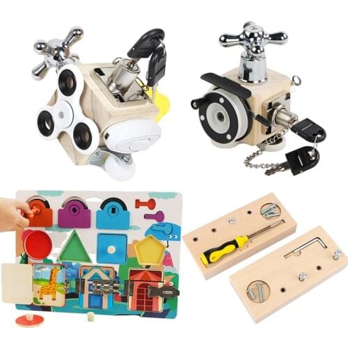 Wooden Montessori Toys Baby Busy Board Unlock Screw Driver Board Basic Skill Educational Learning Toys For Kids Over 3 Years Old