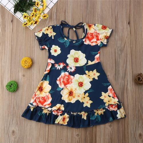 Toddler Infant Kids Baby Girls Summer Dress Princess Party Wedding Tutu Dresses 1-5T Floral Clothes