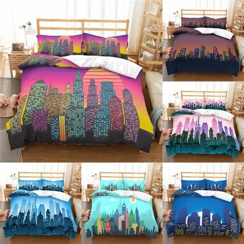 Home Textile Luxury 3D Night View Print 2/3Pcs Comfortable Duvet Cover PillowCase Bedding Sets Queen and King EU/US/AU Size