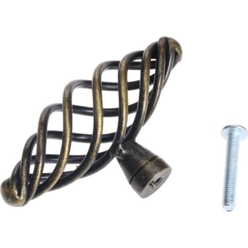 1set Door Knob Bird Nest Style Antique Cabinet Dresser Handles Pulls Knob European Style Kitchen Pull Handles Furniture w/screw