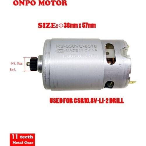 11-TEETH Electric Drill DC Motor RS-550VC-8518 For maintenance of Bosch GSR10.8V-LI-2 3601H680B0 Electric screwdriver