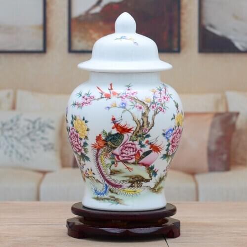 Jingdezhen porcelain vase Chinese style ornament general tank white small porcelain bottle wine cabinet handicraft home