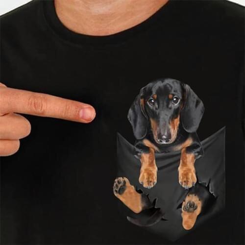 CLOOCL 3D Animal T-Shirts Pet Dog Printed Pocket Cotton T-shirt Short Sleeve Men Clothing Unisex Hip Hop Tops Funny Cotton Tees
