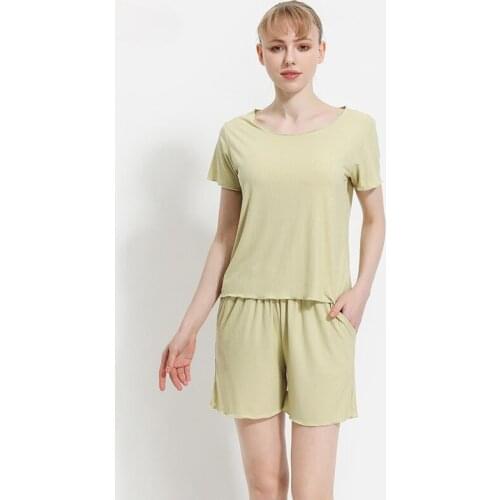 Modal Pajamas Suit Female Summer Thin Loose Large Size Sleepwear Short-sleeved High Waist Shorts Homewear Two-piece Pyjamas Set
