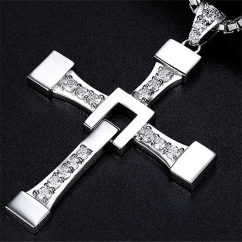FAST and FURIOUS Dominic Torettos Cross S925 Sliver Pendant Necklace Big Size Pendant for Men Christmas Gift