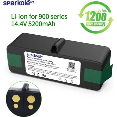 SPARKOLE 14.4V 5200mAh Lithium Ion Battery Compatible with iRobot Roomba 980 960 690 600 700 800 900 Series 985 970 965 895 890
